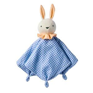Cloud Island Security Blanket Lovey Bunny Head Gingham Check Blue White 14” NEW
